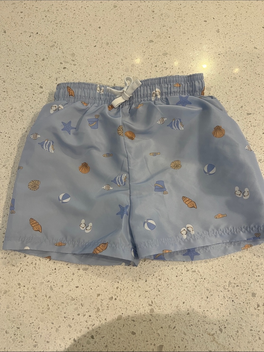 H&M Light Blue Boys' Swim Trunks with Beach Motif
